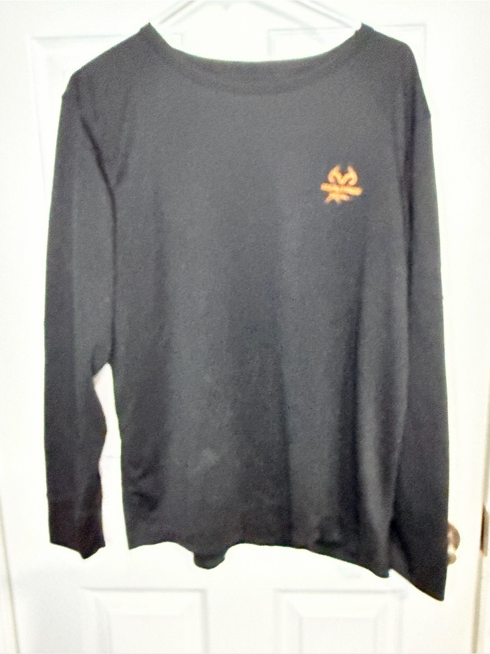 Realtree Black Crewneck Sweater with Orange Embroidered Logo